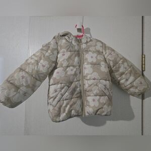3T Carters Floral Zip Up Girls Hooded Coat With Pockets
